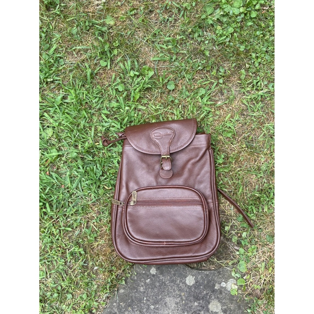 Vintage Style Brown Leather‎ Backpack Drawstring Flap Mini Backpack